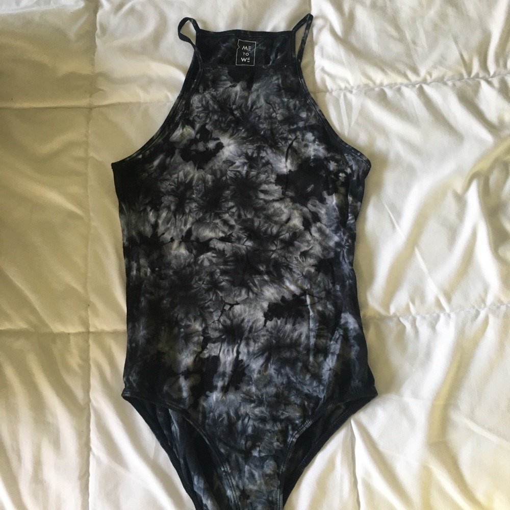 Navy blue tie die bodysuit